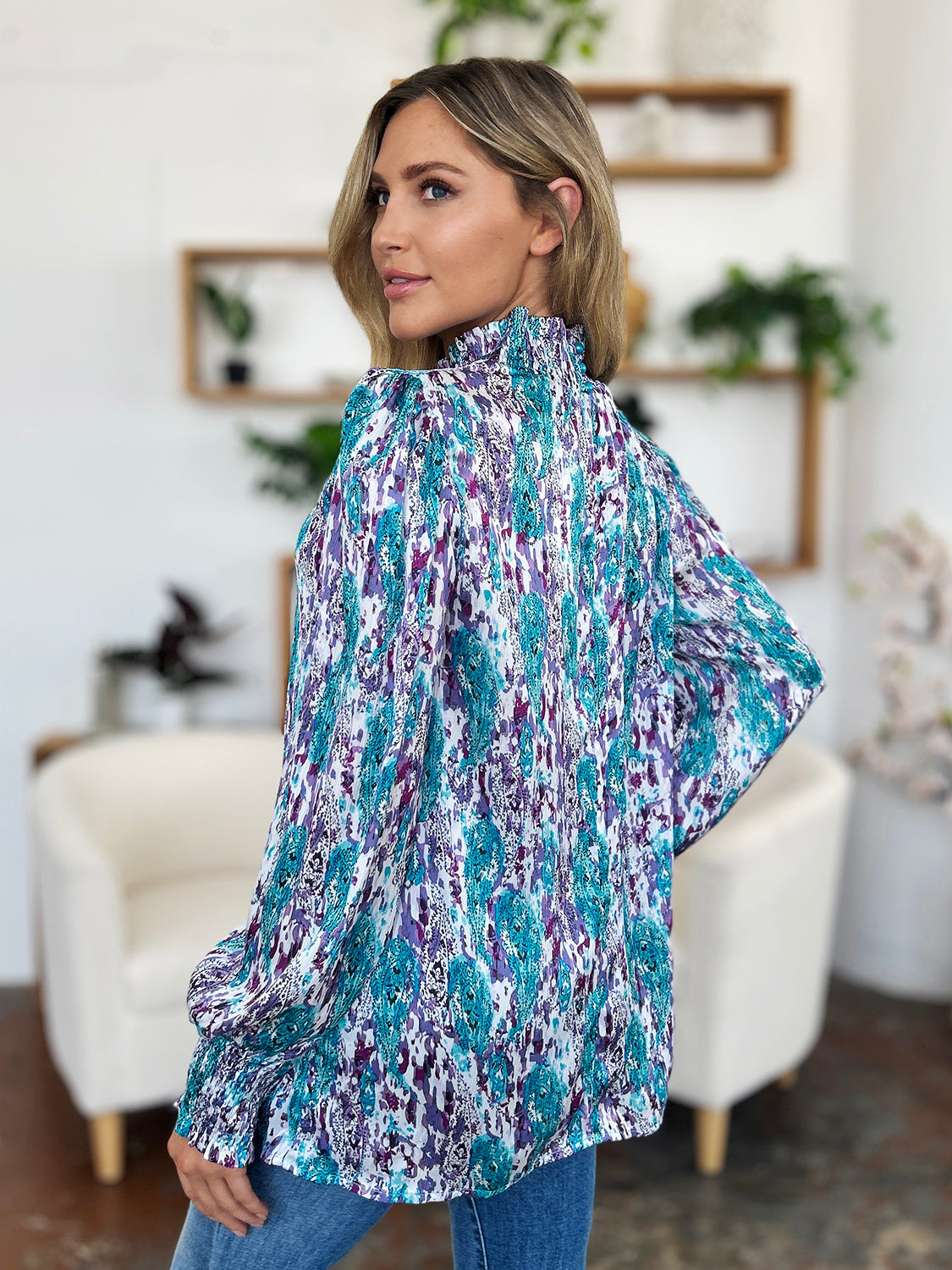 Calanthe Smocked Long Sleeve Blouse