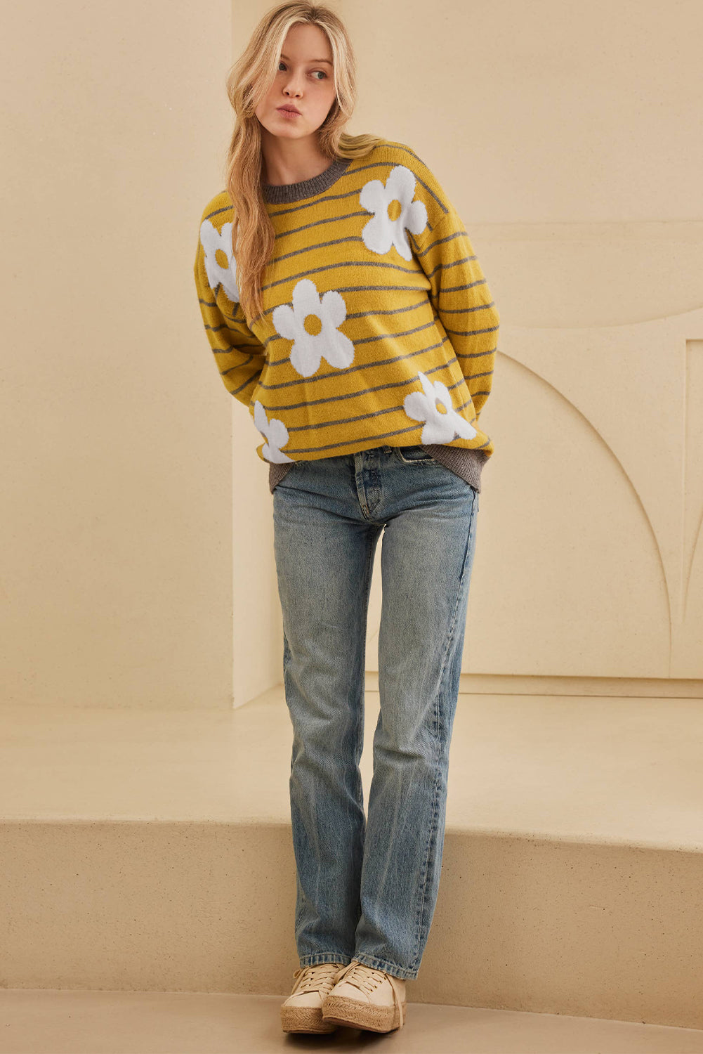 Daisy Bloom Striped Sweater