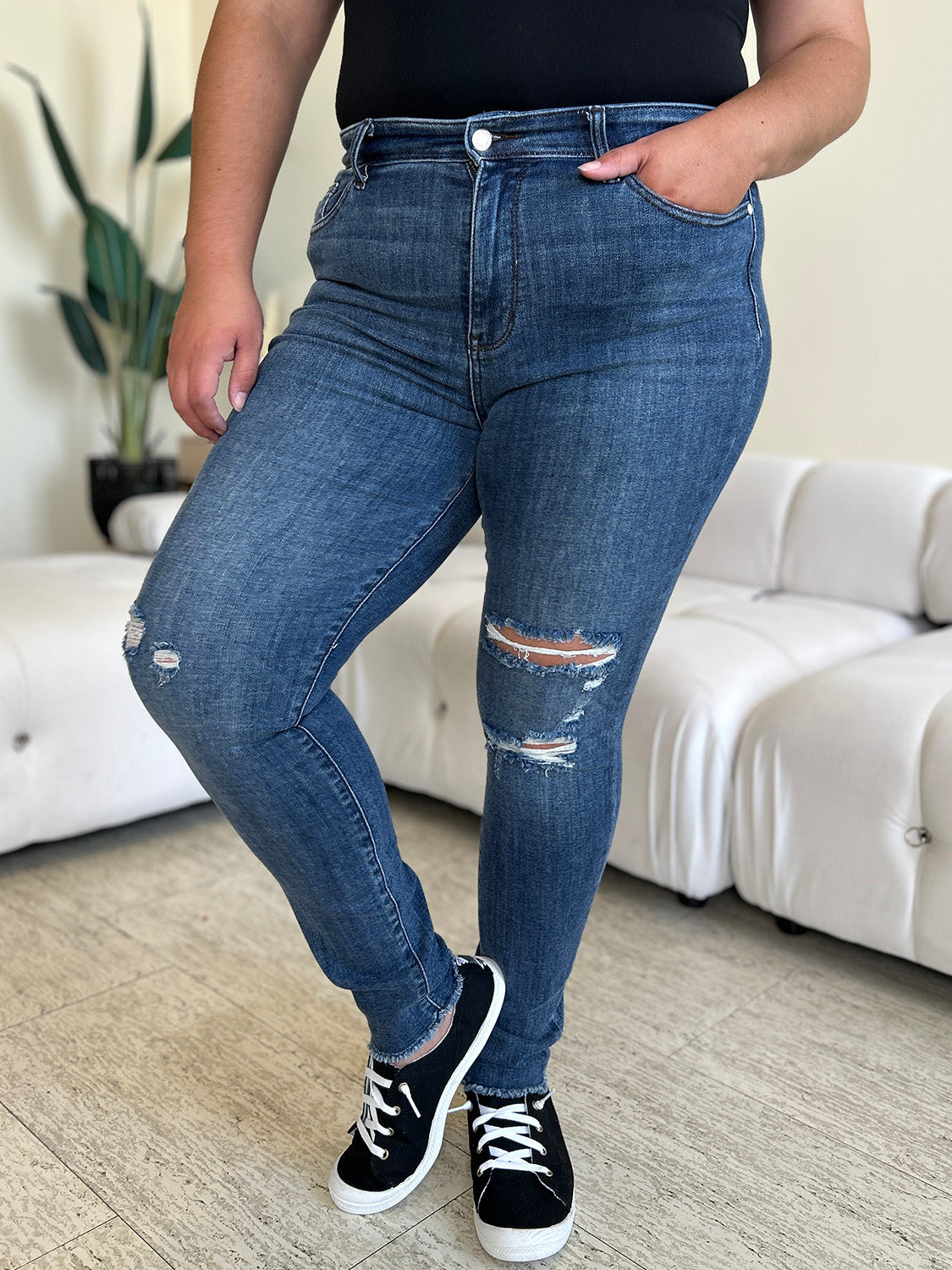 Keira High Waist Distressed Skinny Jeans