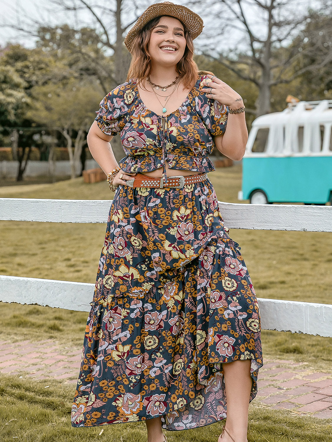 Flora Top & Skirt Set