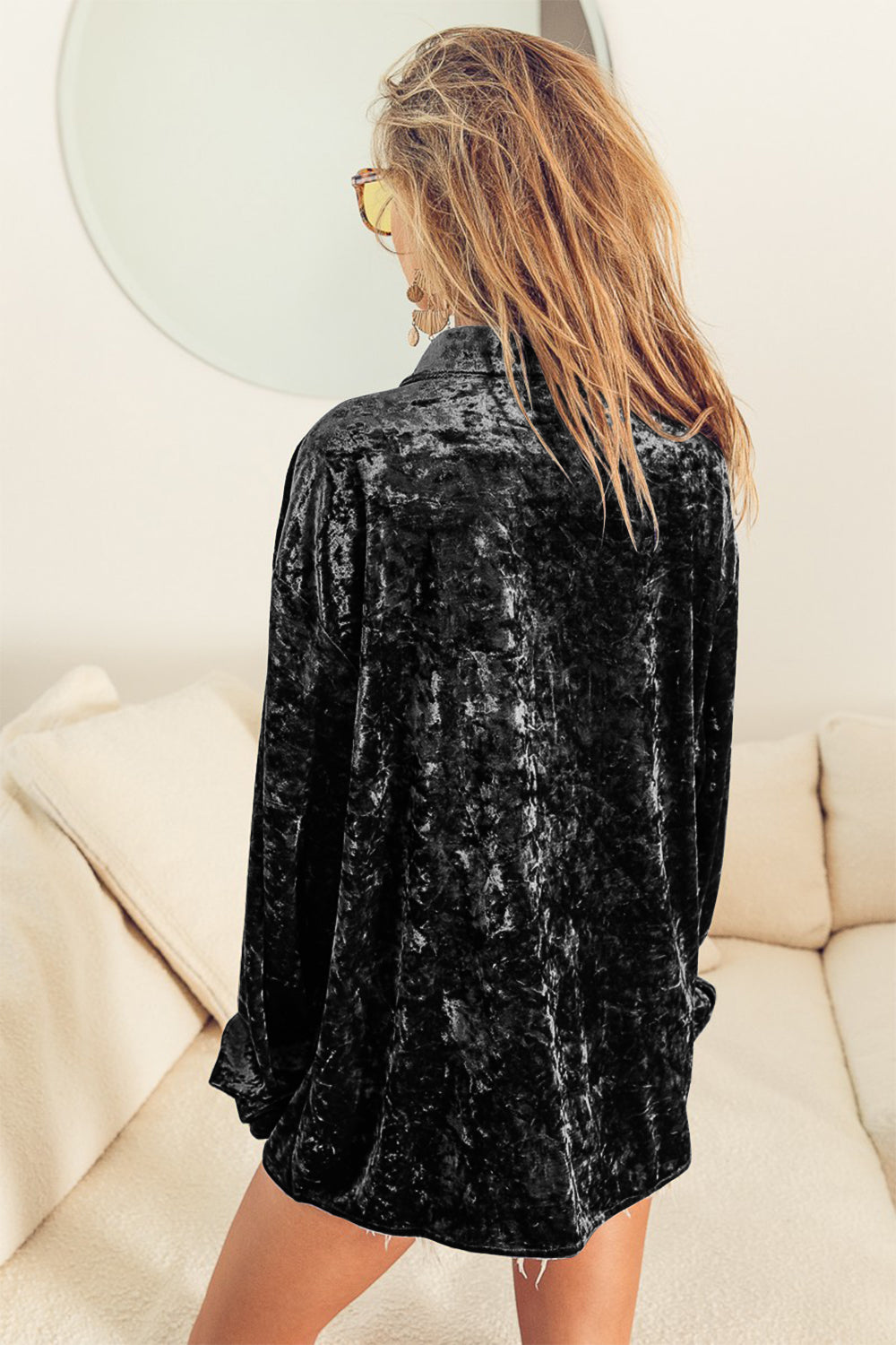 Delilah Velvet Luxe Button-Up Shirt