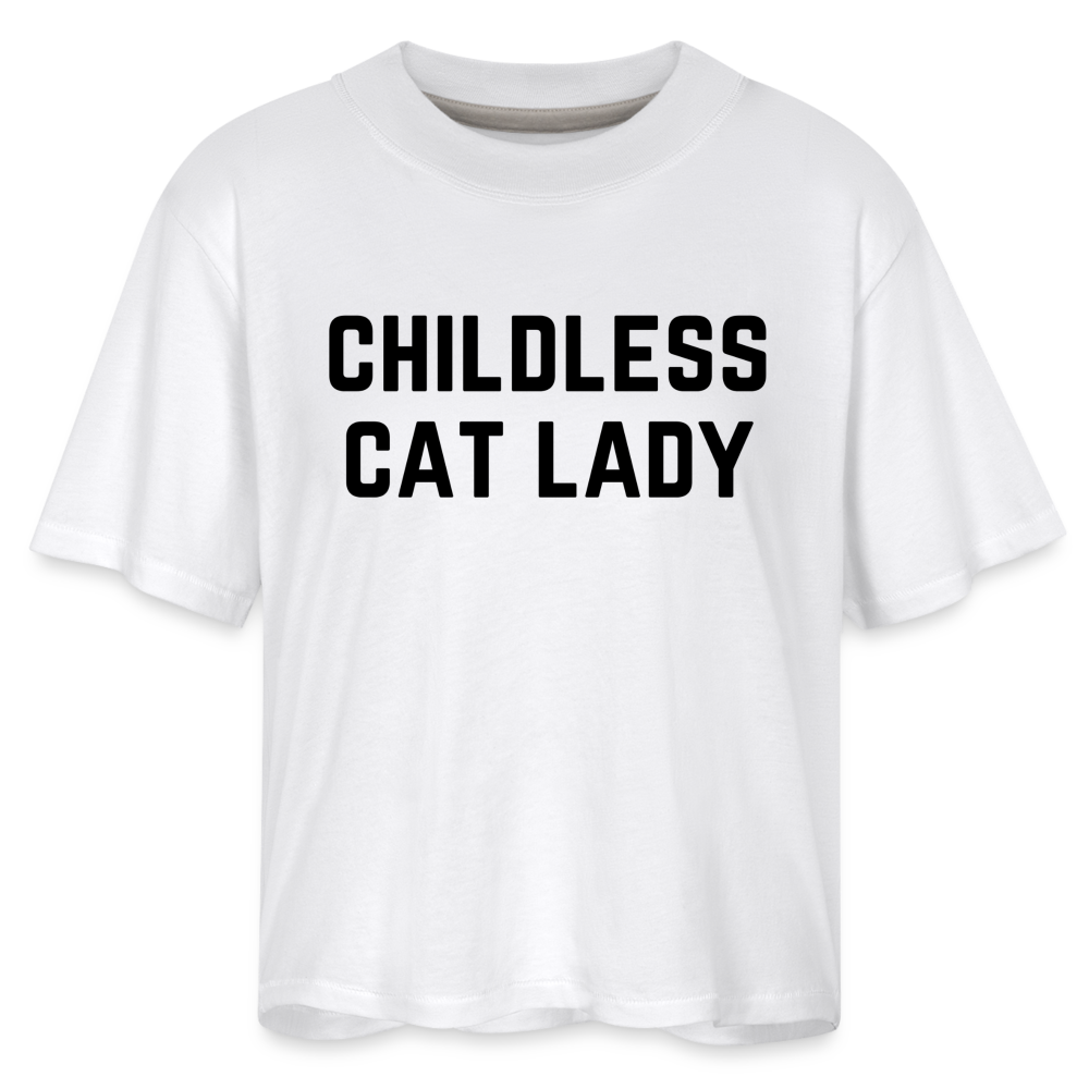 Childless Cat Lady Women's Boxy Tee - white