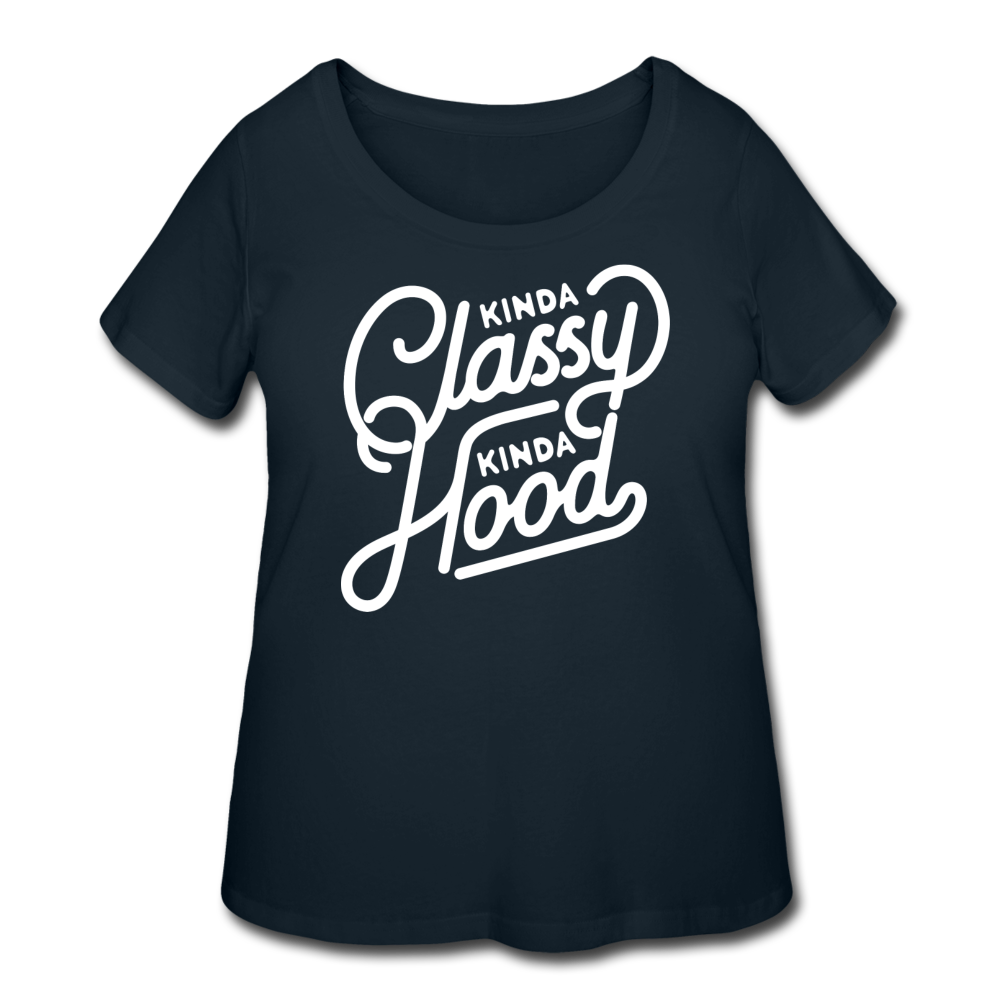 Kinda Classy Curvy Tee - navy