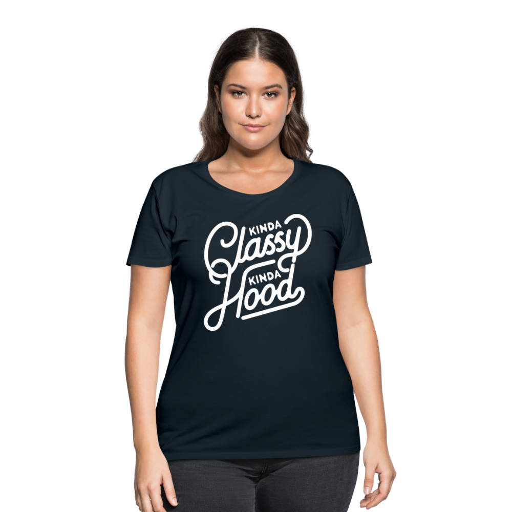 Kinda Classy Curvy Tee - navy