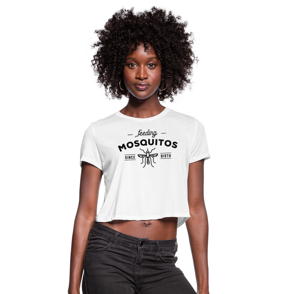 Feeding Mosquitos Cropped Tee - white