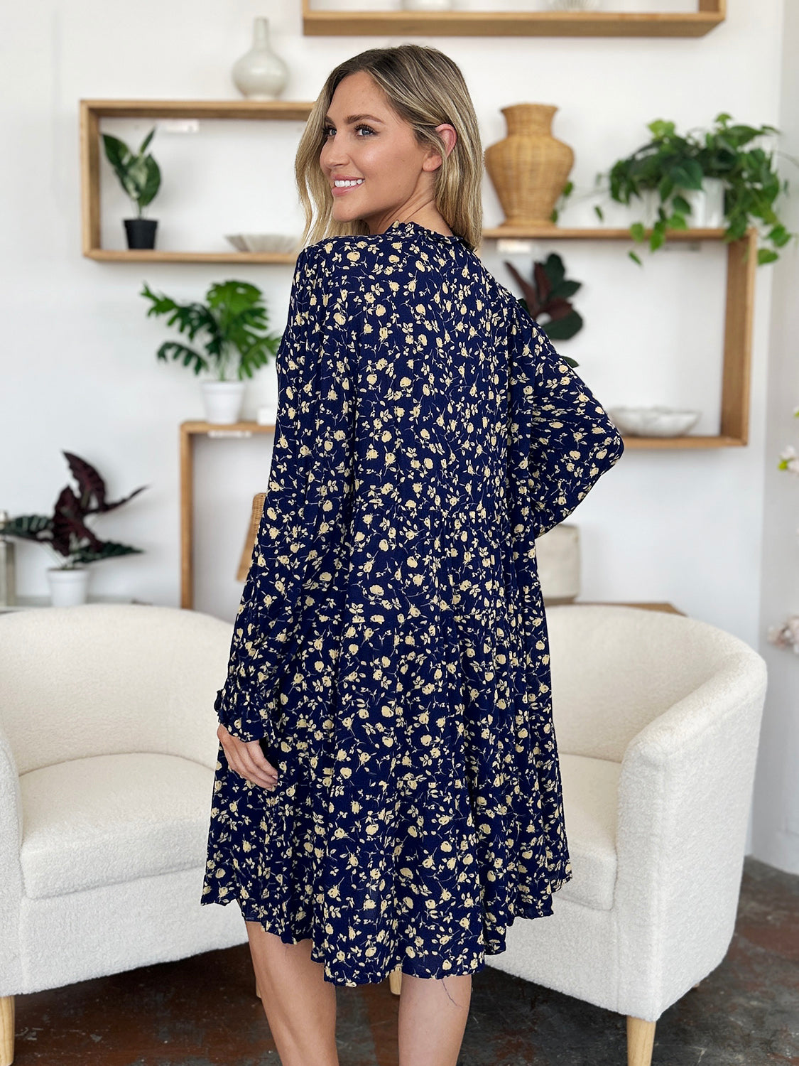 Midnight Blooms Tiered Dress