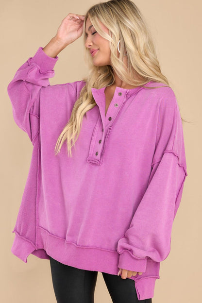 Fuchsia Exposed Seam Sweatshirt