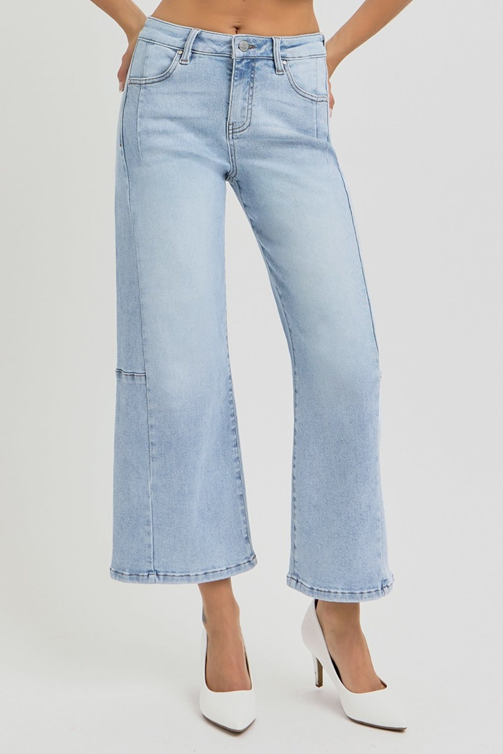 Selene High Rise Wide Leg Cropped Jeans by RISEN