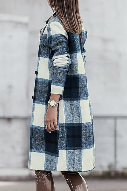 Evergreen Plaid Lapel Coat