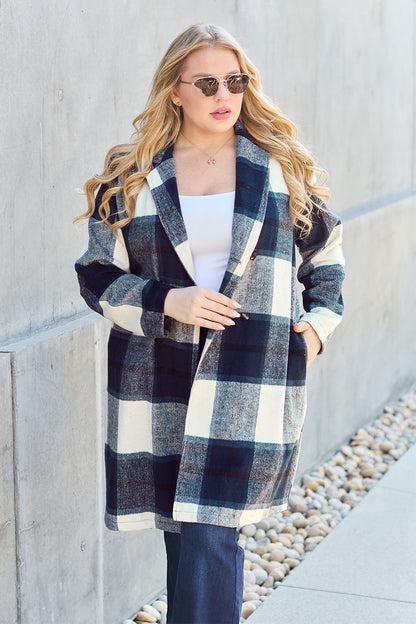 Evergreen Plaid Lapel Coat