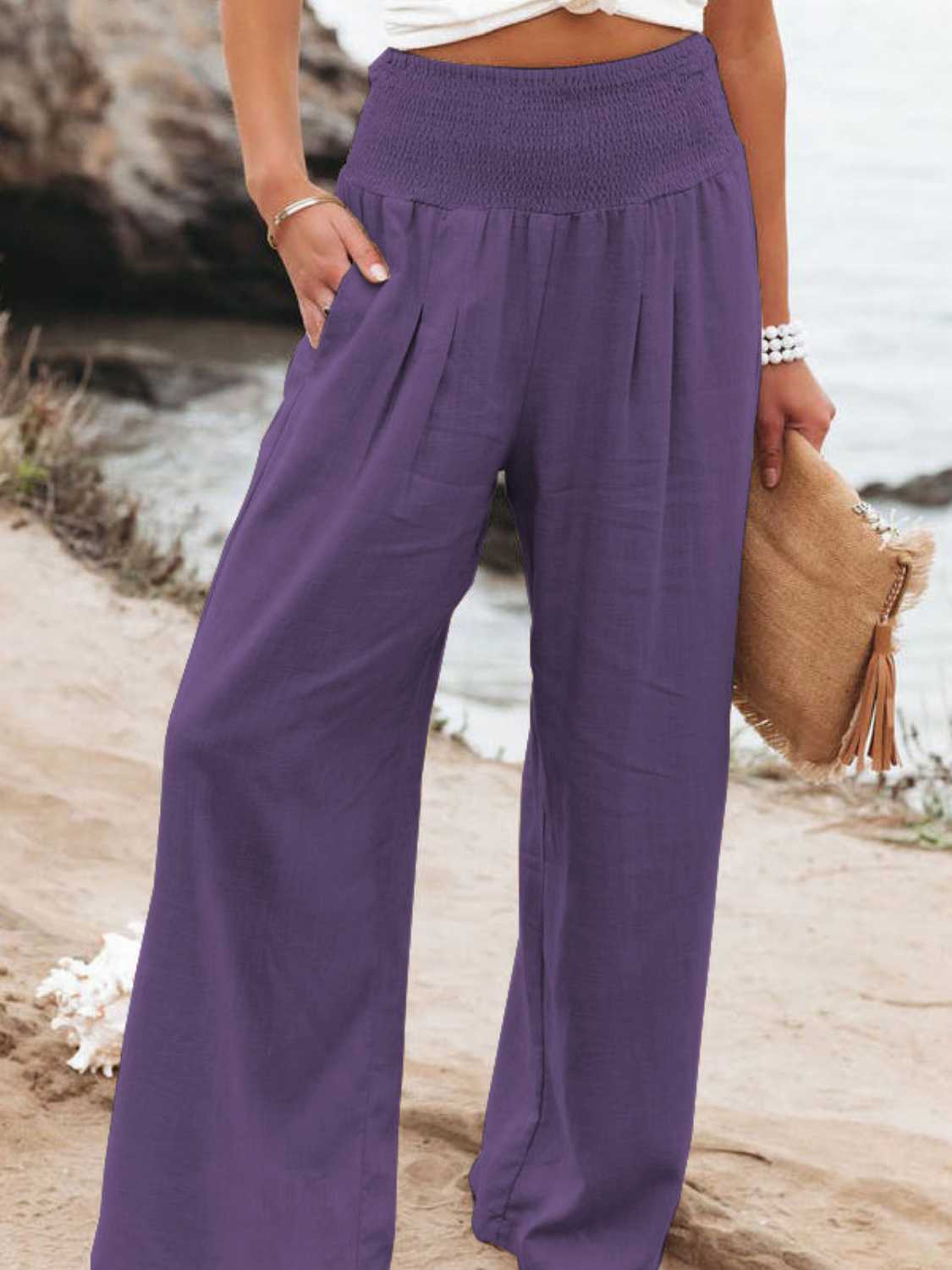 Dune Smocked Wide Leg Pants