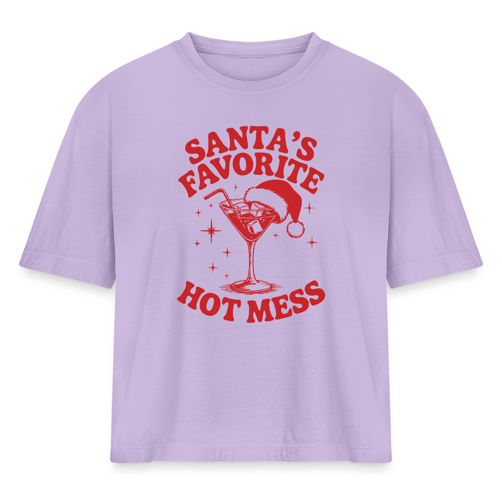 Santa's Hot Mess Cropped Tee - lavender