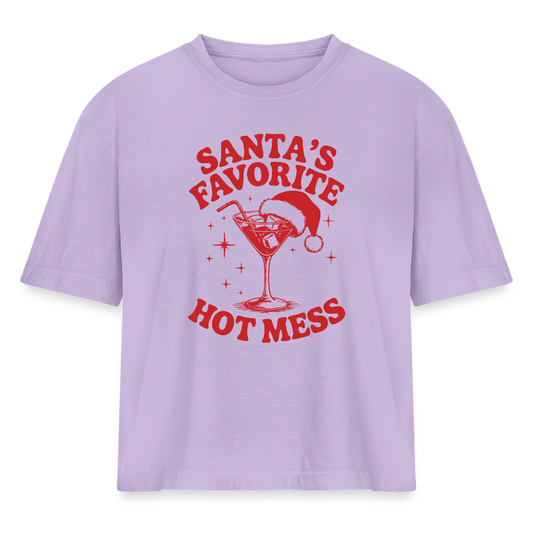 Santa's Hot Mess Cropped Tee - lavender