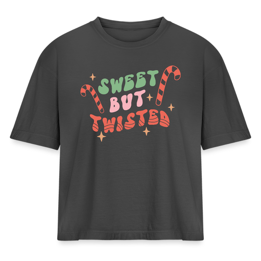 Sweet but Twisted Cropped Tee - anthracite grey
