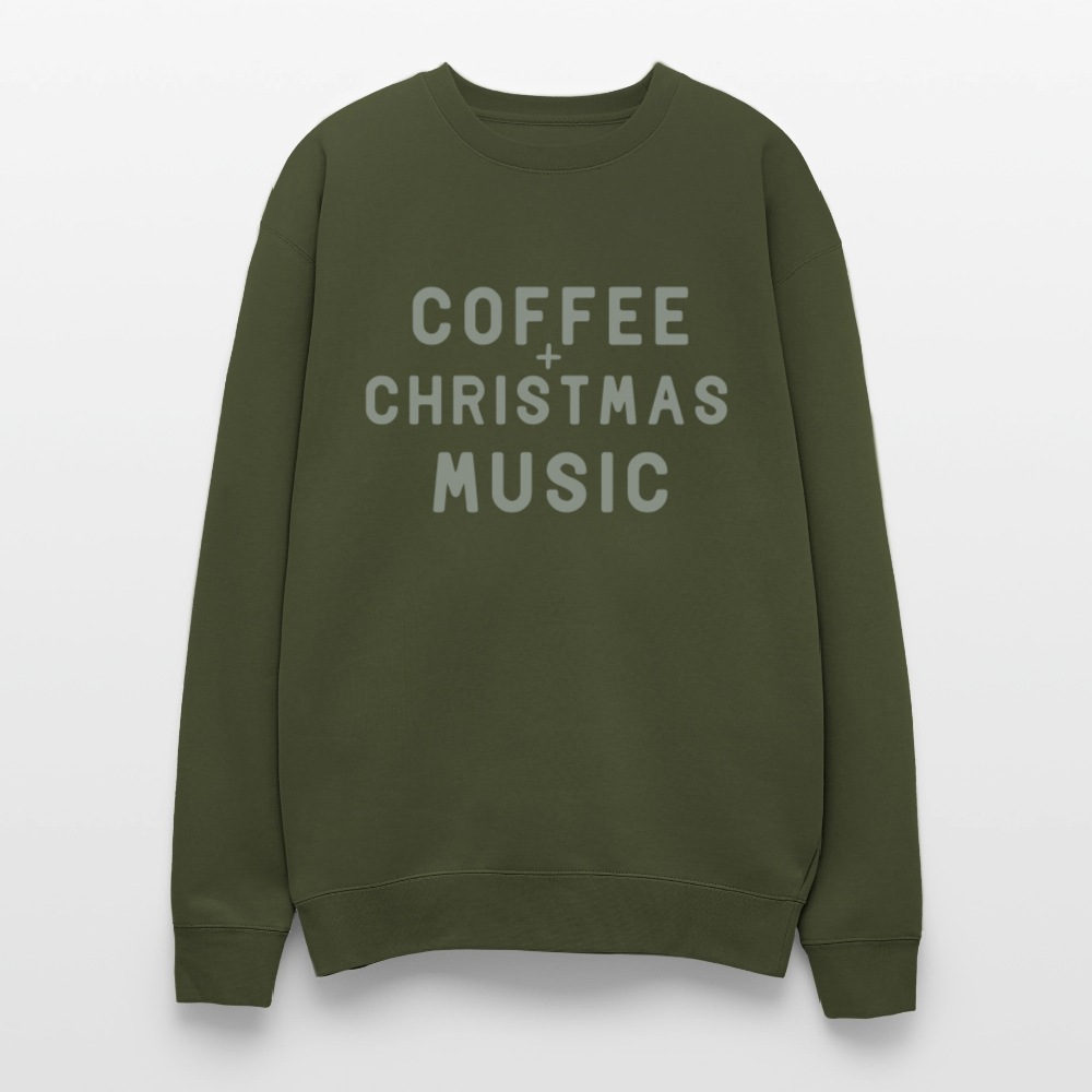 Coffee & Christmas Music Oversized Sweatshirt - olive green