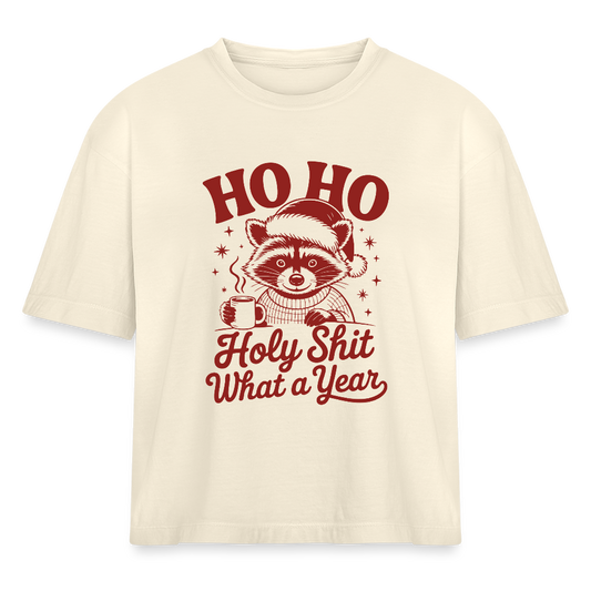 Holy Sh*t Raccoon Cropped Tee - ivory