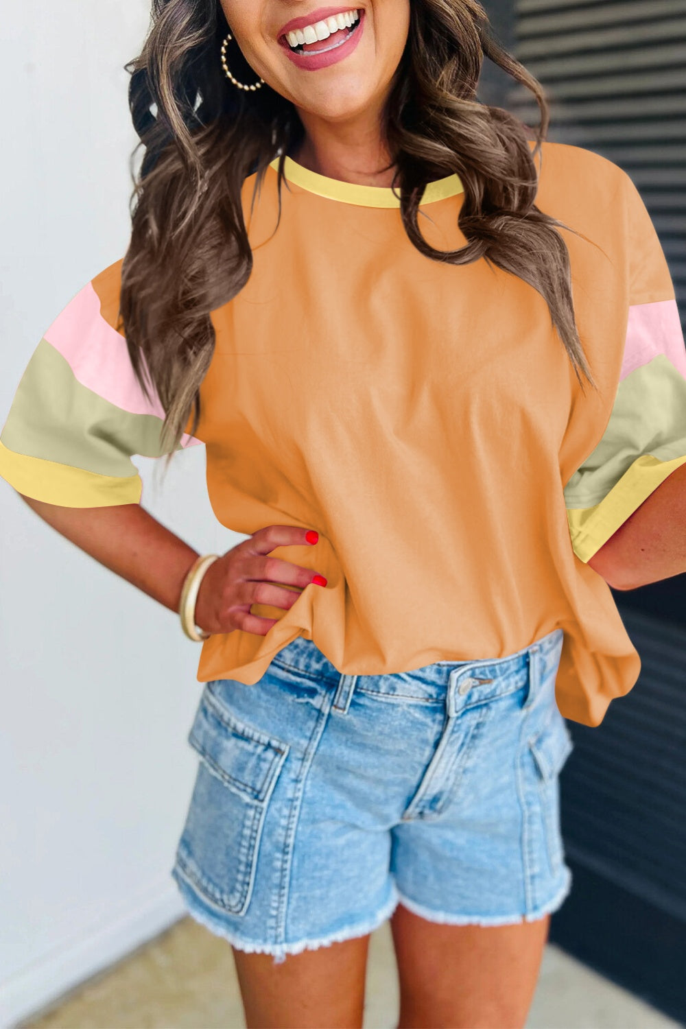 Calla Color Block Half-Sleeve Tee