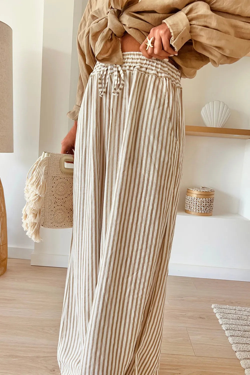 Sage Striped Wide Leg Pants