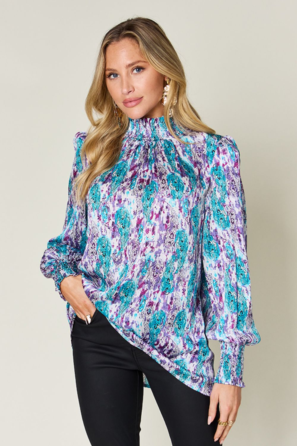 Calanthe Smocked Long Sleeve Blouse