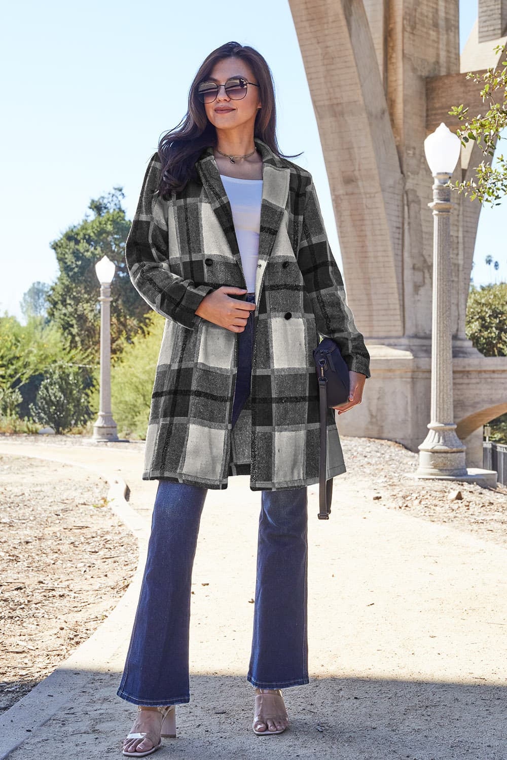 Evergreen Plaid Lapel Coat