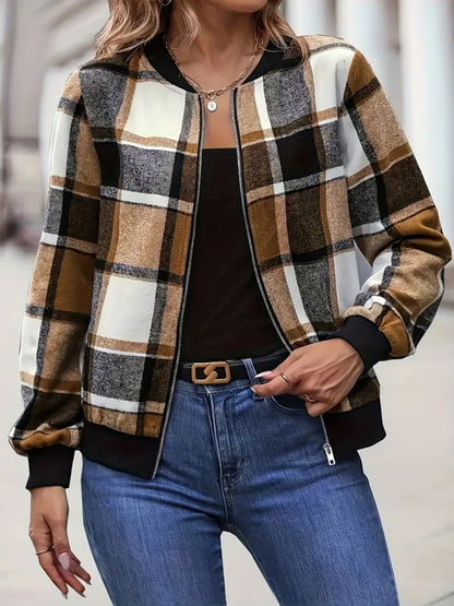 Daria Plaid Baseball Jacket