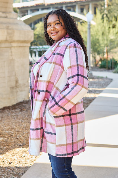 Evergreen Plaid Lapel Coat