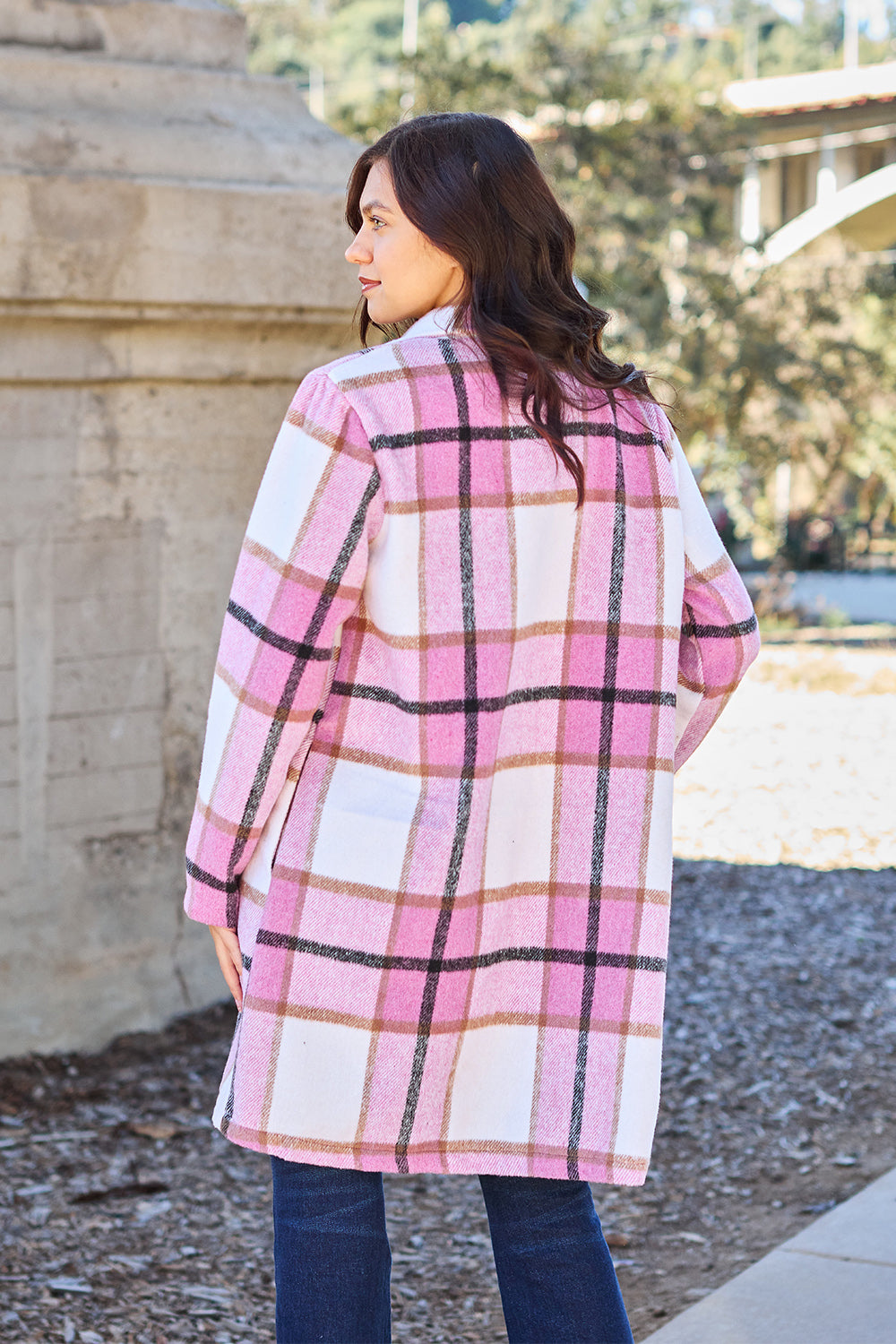 Evergreen Plaid Lapel Coat