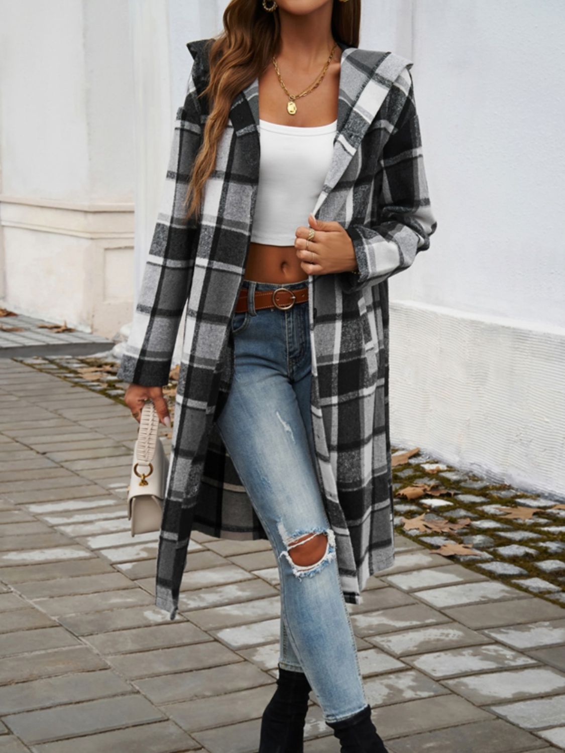 Alina Plaid Hooded Coat