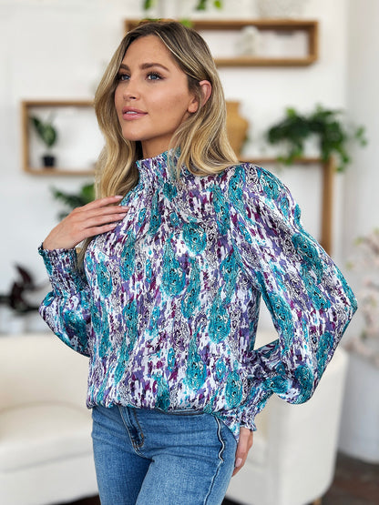 Calanthe Smocked Long Sleeve Blouse