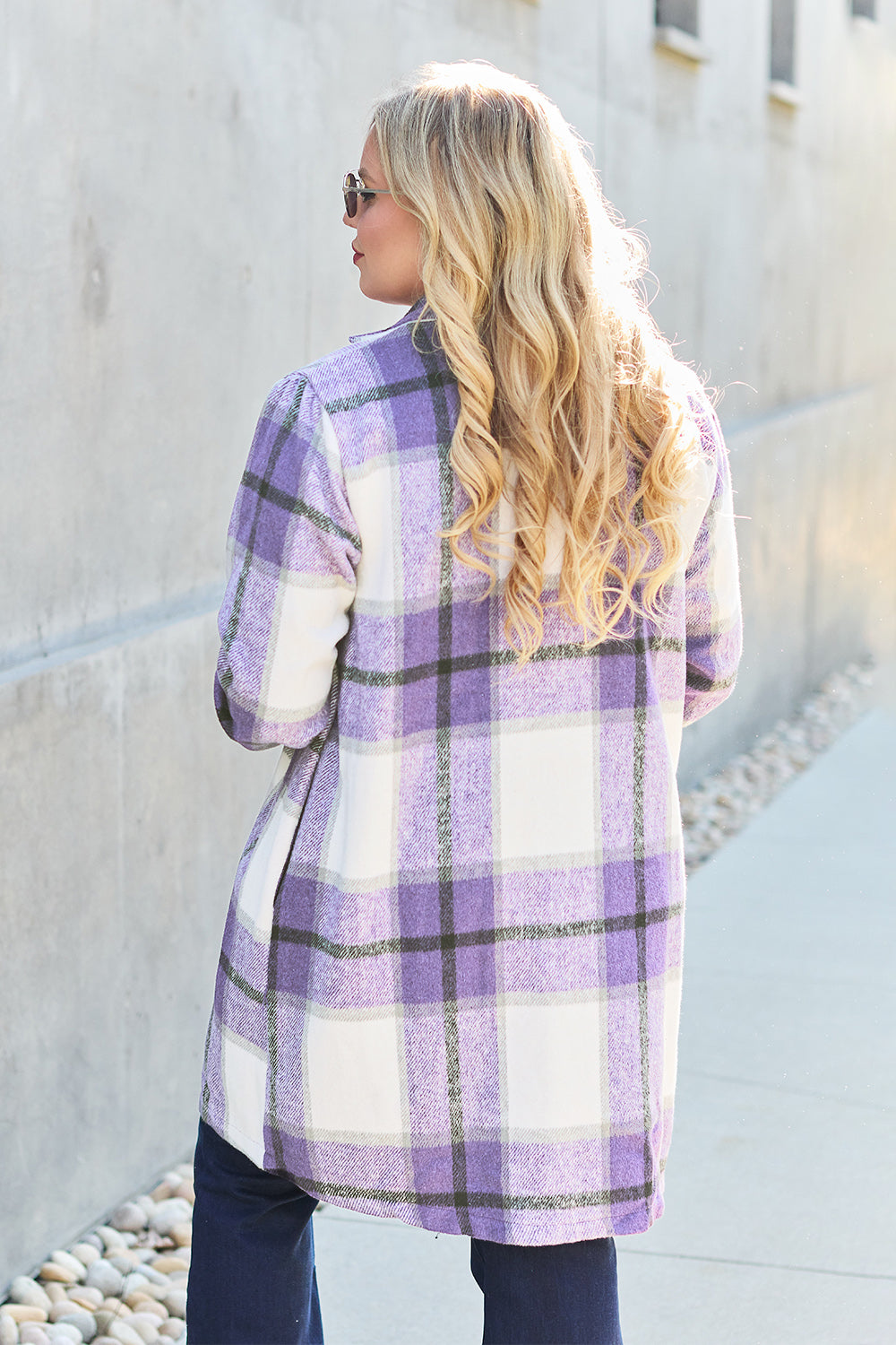 Evergreen Plaid Lapel Coat