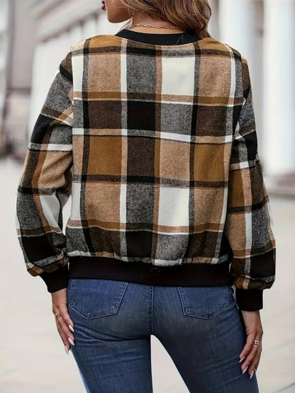 Daria Plaid Baseball Jacket