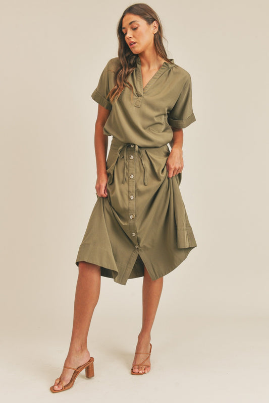 Diana Two-Piece Button-Down Midi Skirt Set