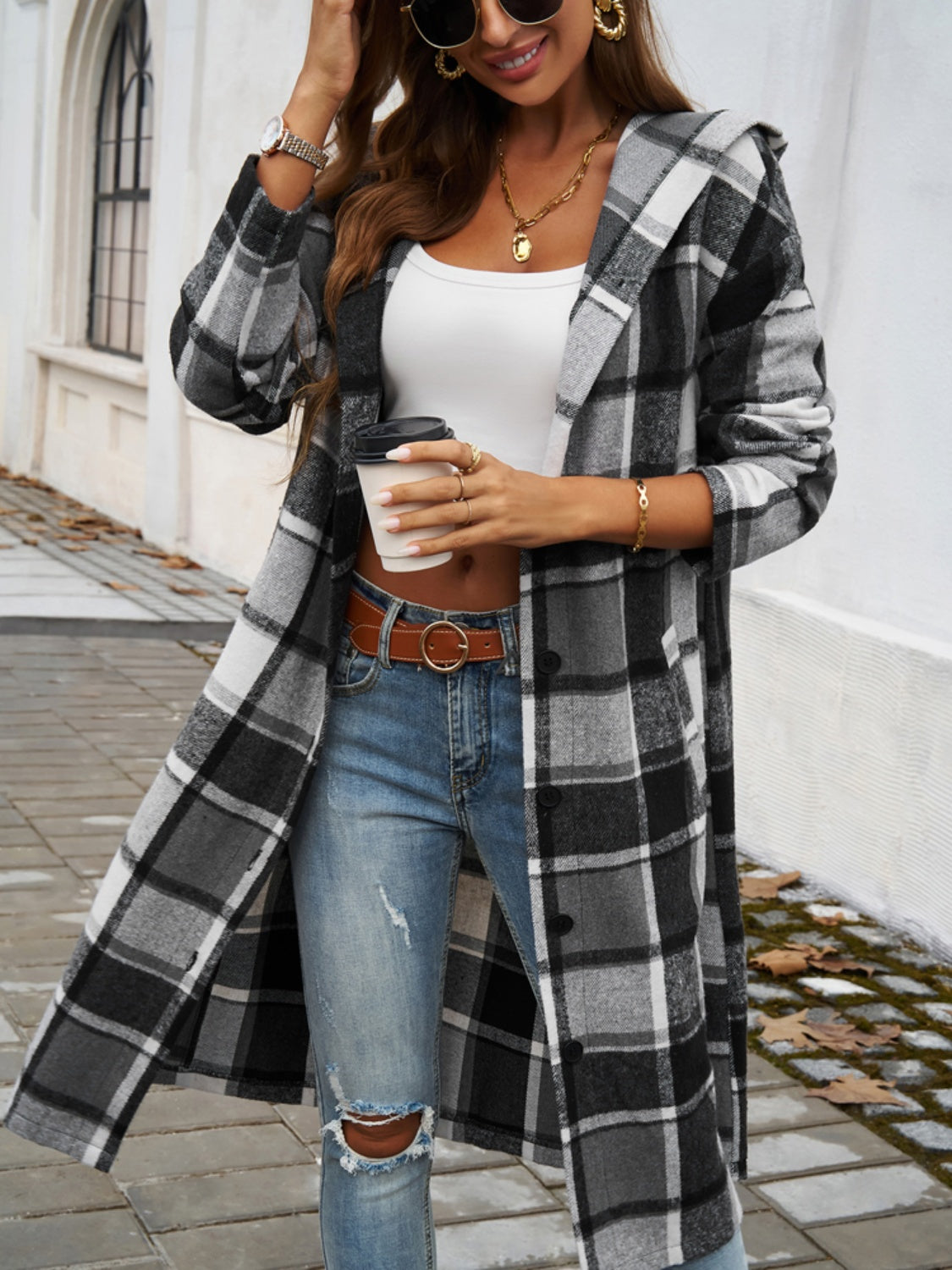 Alina Plaid Hooded Coat