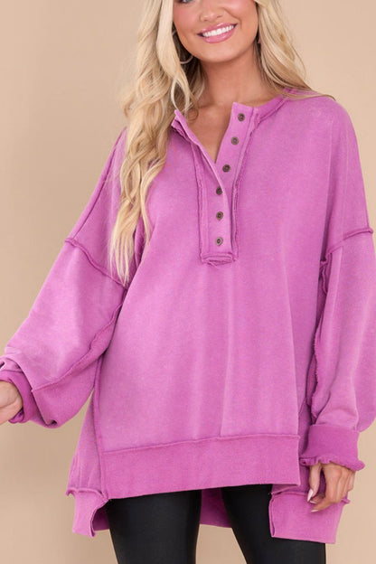 Fuchsia Exposed Seam Sweatshirt