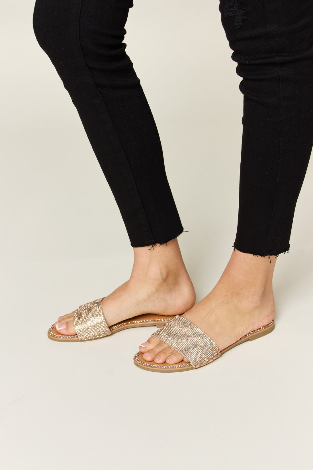 Aurora Rose Gold Flat Sandals