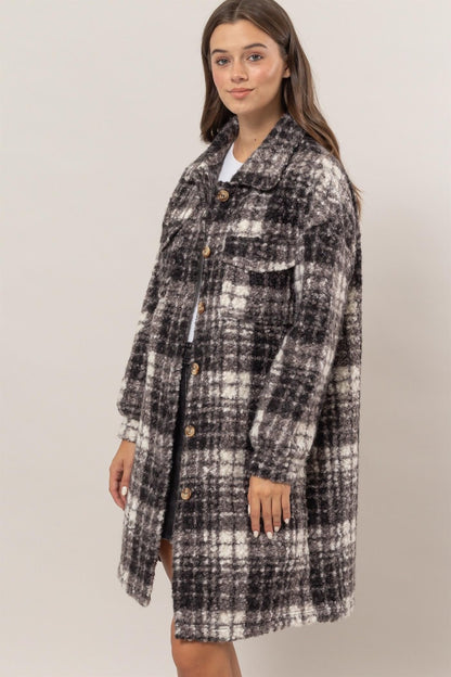 Rowan Plaid Bouclé Longline Shacket