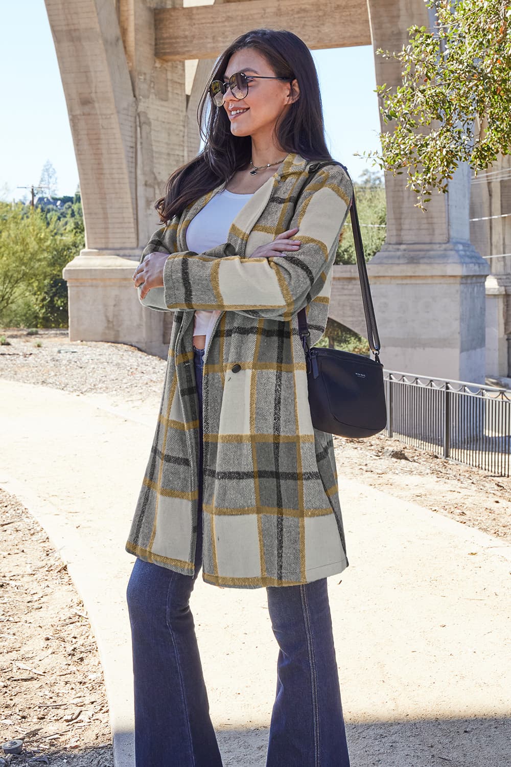 Evergreen Plaid Lapel Coat