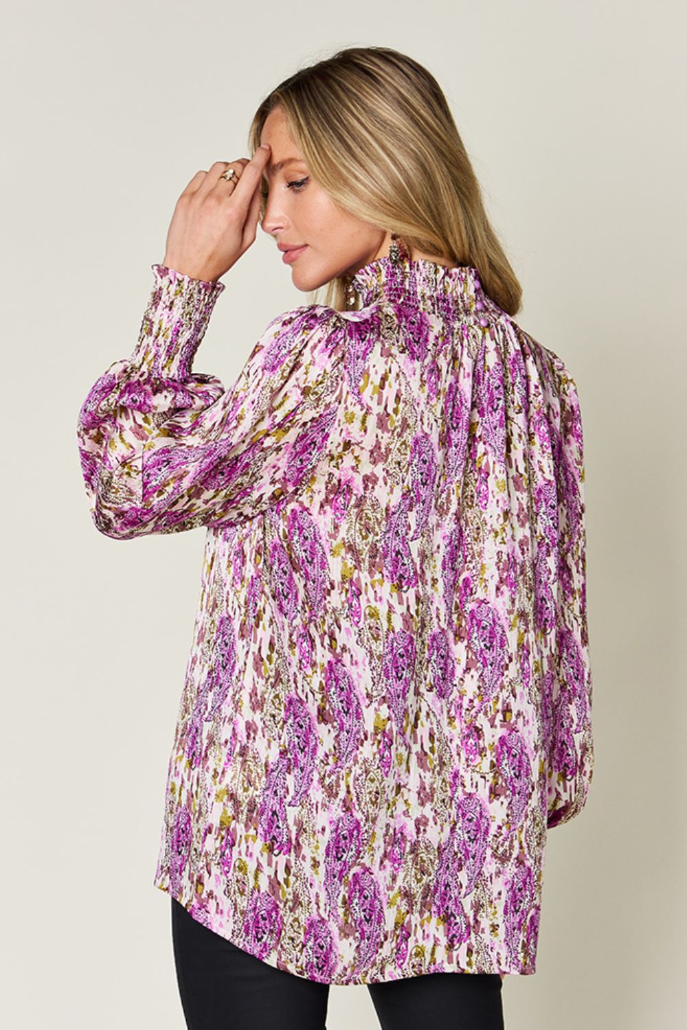 Calanthe Smocked Long Sleeve Blouse