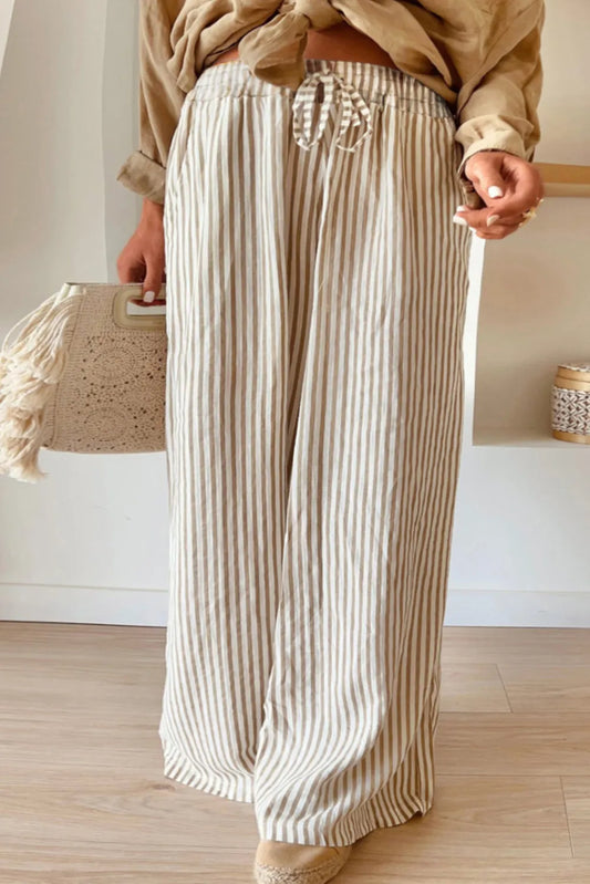 Sage Striped Wide Leg Pants