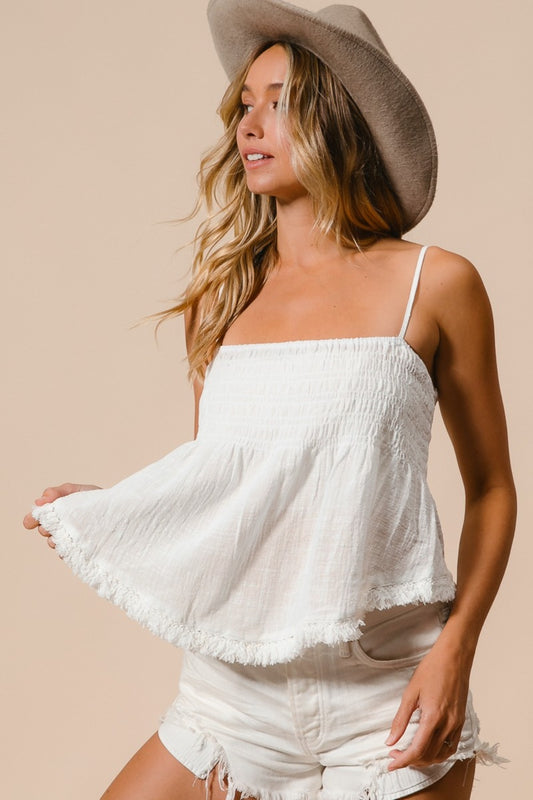 Willow Fringed Hem Smocked Cami