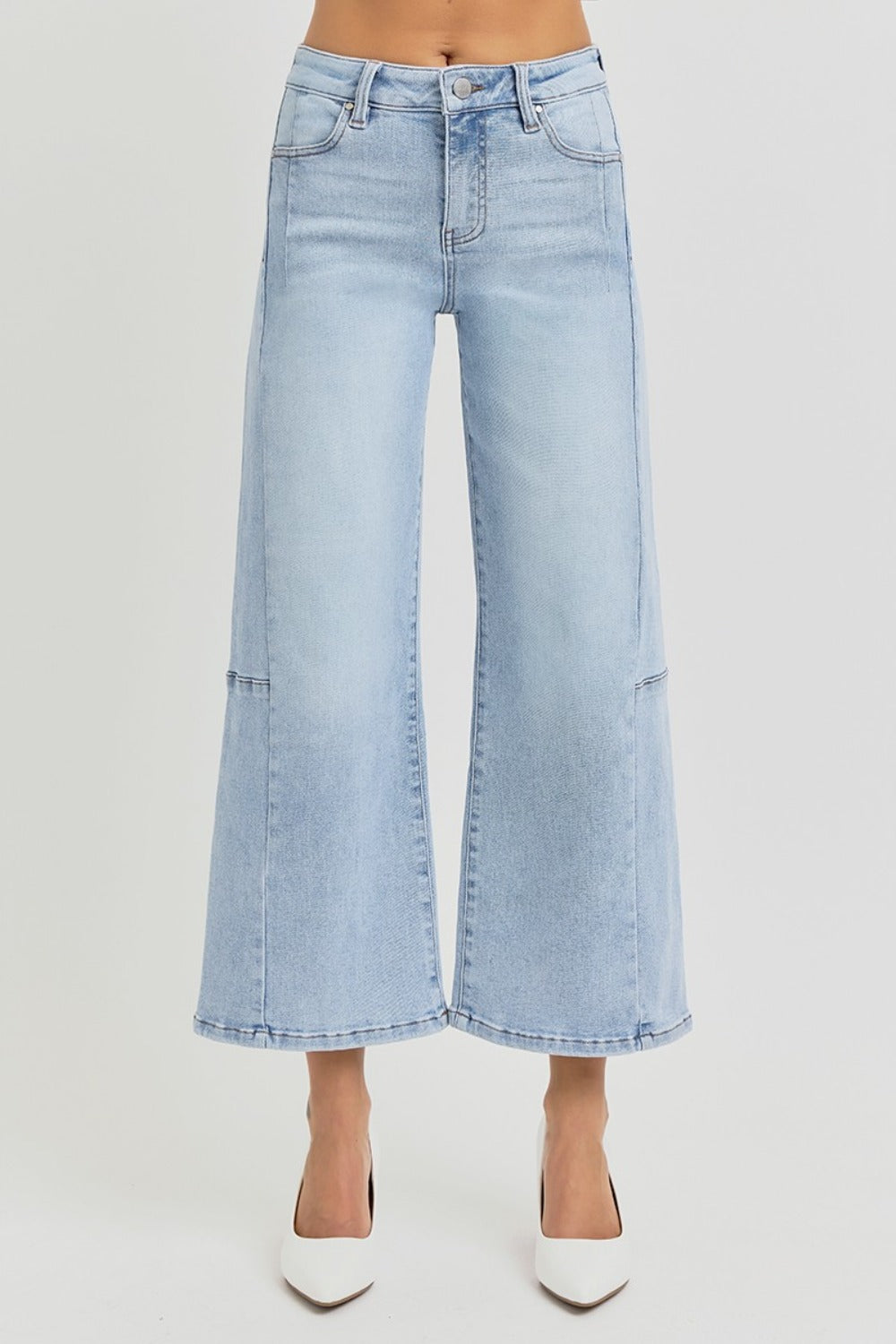 Selene High Rise Wide Leg Cropped Jeans by RISEN