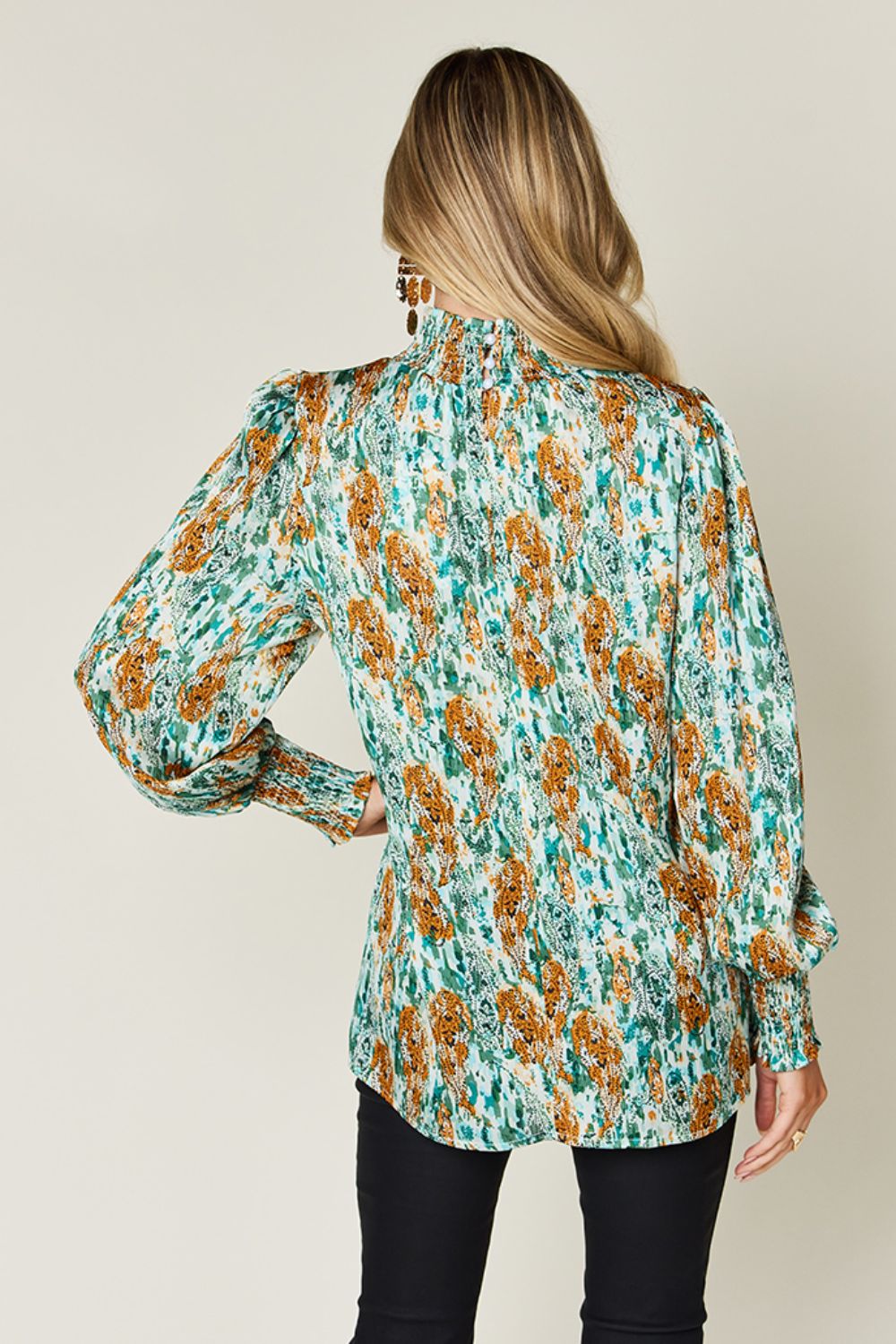 Calanthe Smocked Long Sleeve Blouse