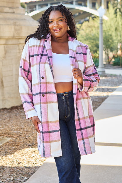 Evergreen Plaid Lapel Coat