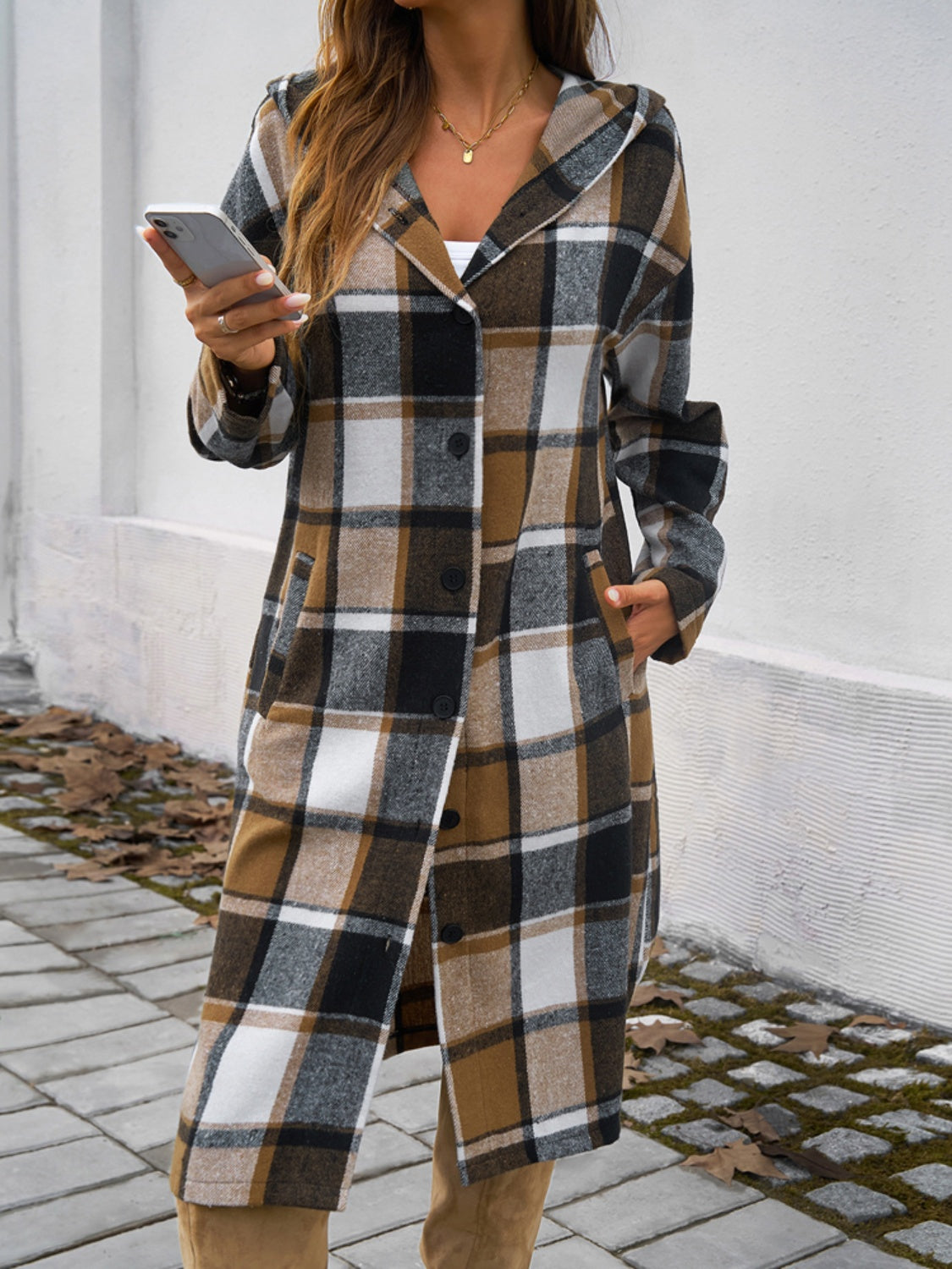 Alina Plaid Hooded Coat