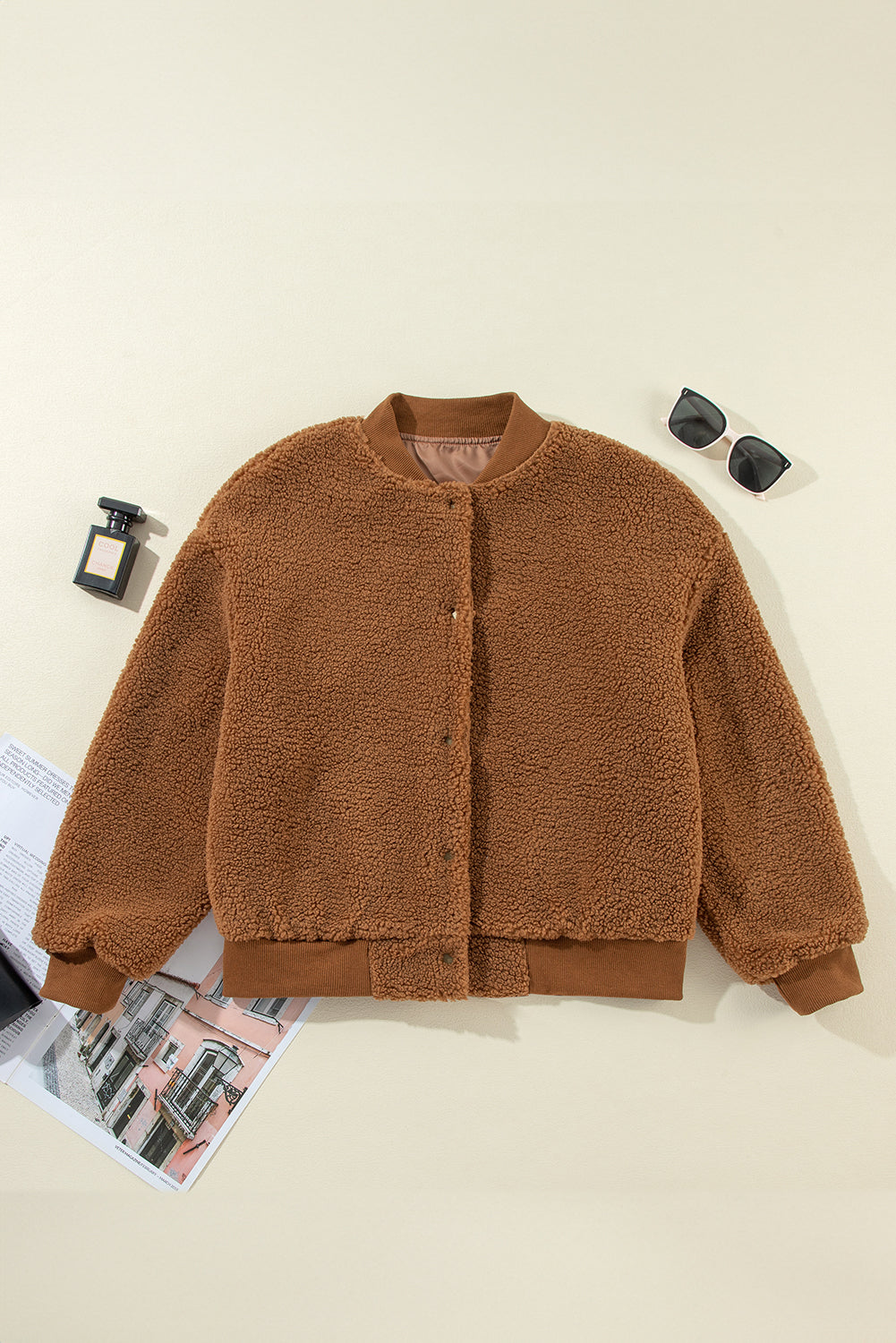 Camellia Baseball Sherpa Jacket