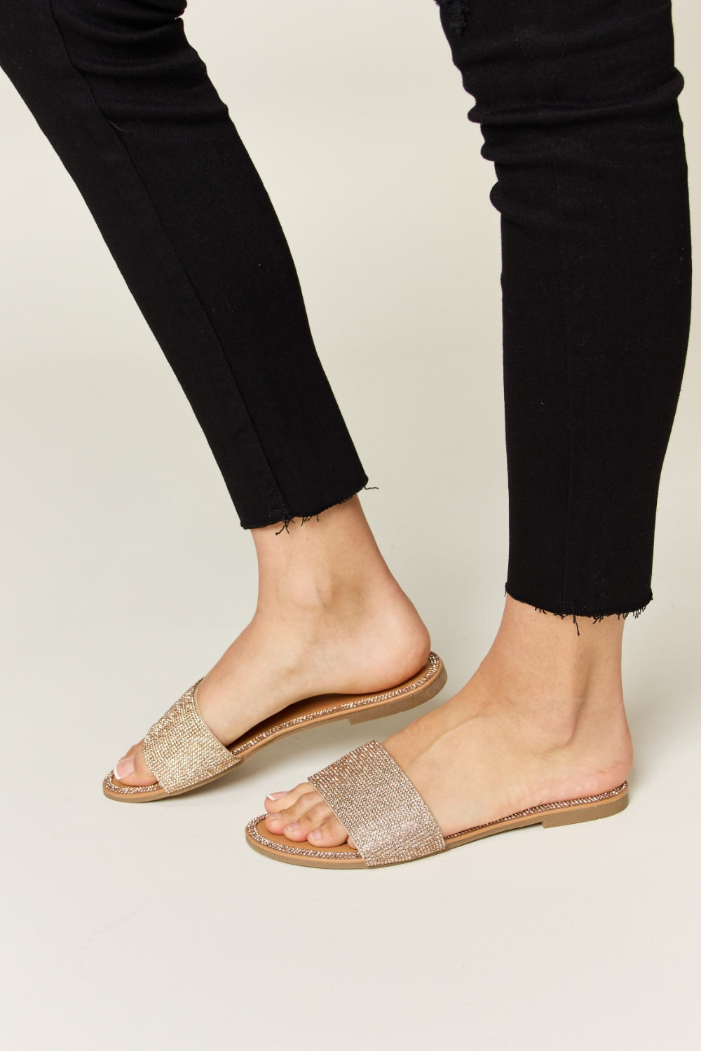 Aurora Rose Gold Flat Sandals