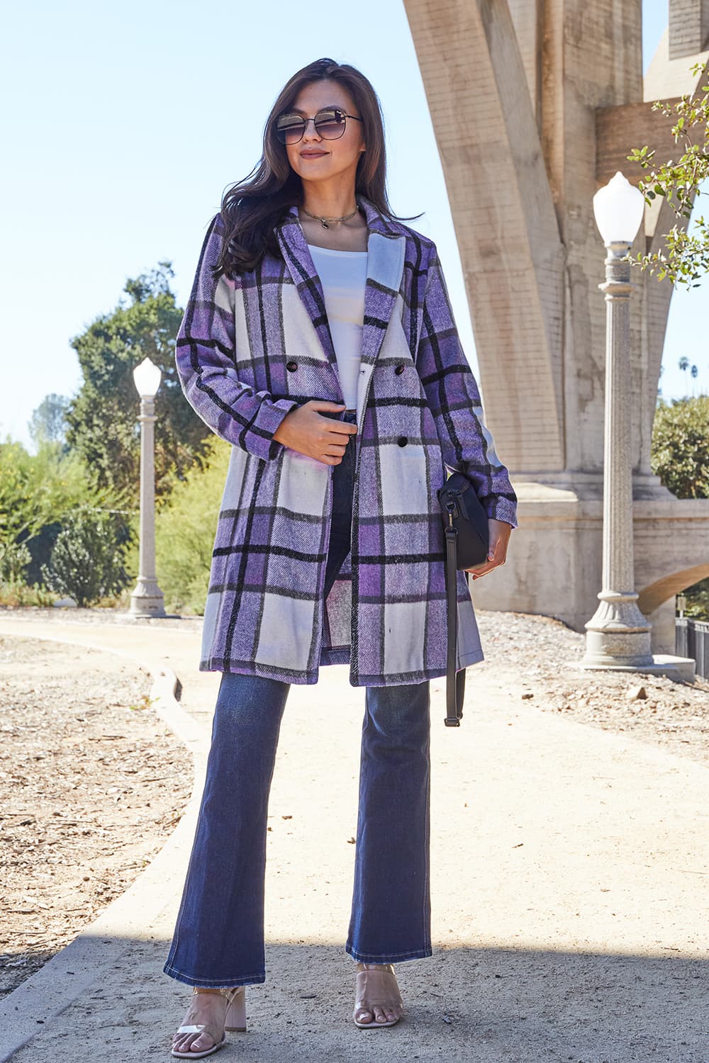 Evergreen Plaid Lapel Coat