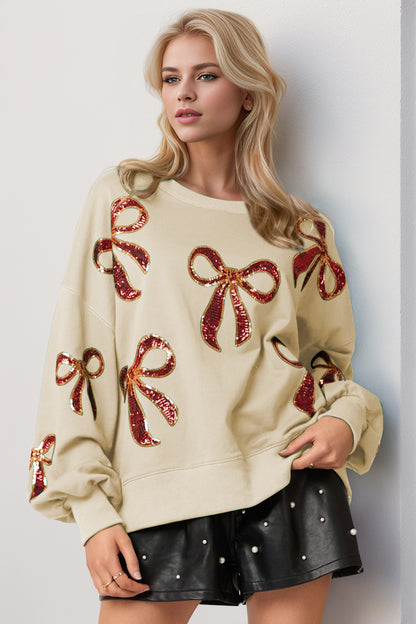 Noelle Sequin Bow Holiday Sweatshirt