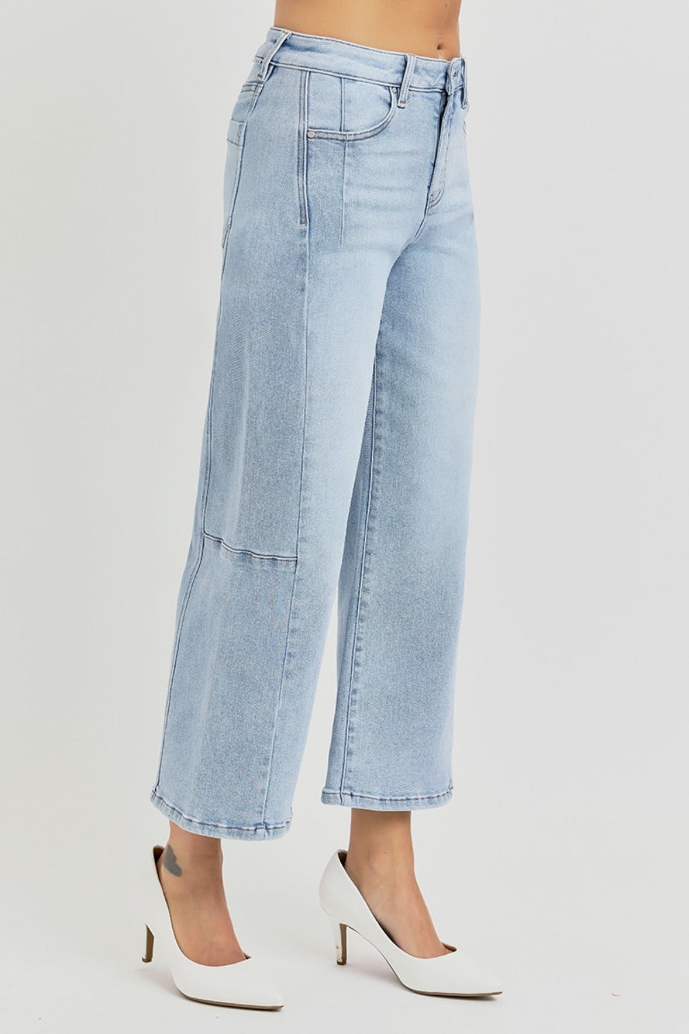 Selene High Rise Wide Leg Cropped Jeans by RISEN