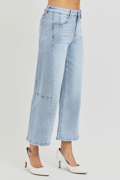 Selene High Rise Wide Leg Cropped Jeans by RISEN